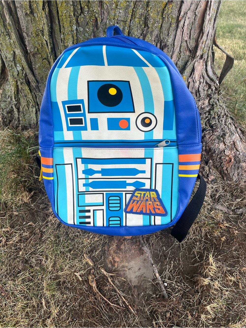 Star Wars Blue R2-D2 Kids Backpack with Orange Accents